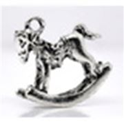 Charm Rocking Horse Antique Silver 15x14mm each