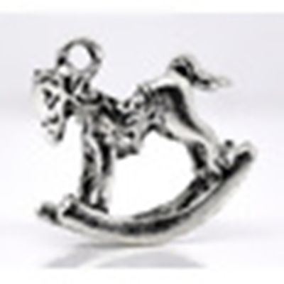 Charm Rocking Horse Antique Silver 15x14mm each