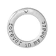 Charm "Forever In My Heart" Antique Silver 29mm ea.