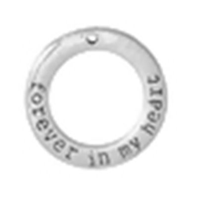 Charm "Forever In My Heart" Antique Silver 29mm ea.