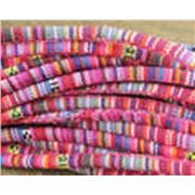 6mm. Cotton Linen Ethnic Cord Multi-Coloured per/m.