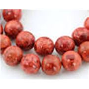 Semi Precious Strands Red Sponge Coral Round 9-10mm ea