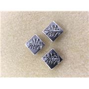 Filler Bead Square Antique Silver Leaf Pattern 11mm ea