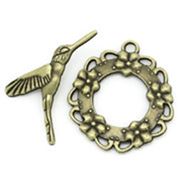 Clasp - Toggle Garland & Hummingbird Antique Brass 29x18mm ea