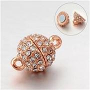 Magnetic Rhinestone Ball Clasp  Rose Gold 10mm ea