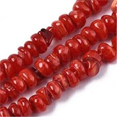 Shell Pearl Nuggets Dyed Firebrick 6x5-7x4mm Per strand. Approx 52 beads.