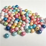 Wooden Round Assorted Pastel 6mm ea