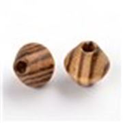 Wooden Bicone Beads Brown Swirl 16x15mm ea