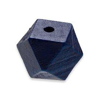 Hinoki Deep Blue Wood Polyhedron Beads Approx 20mm Hole 4.2mm each