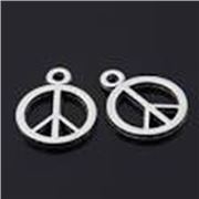 Charms Peace Sign Silver 24mm each