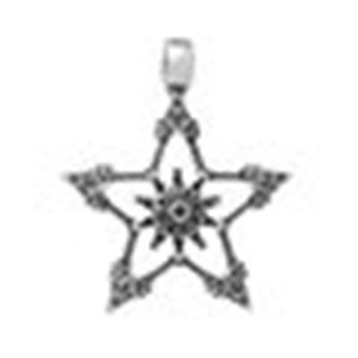 Pendant Hollow Pentagram Star Ant. Silver 40mm  ea