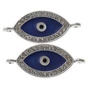 Connector Evil Eye Dark Blue  Silver 33mm