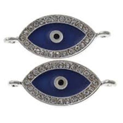 Connector Evil Eye Dark Blue  Silver 33mm