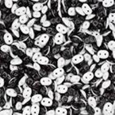 Superduo 2.5 x 5mm Blk/Wht Opaque DUETS Approx 24g