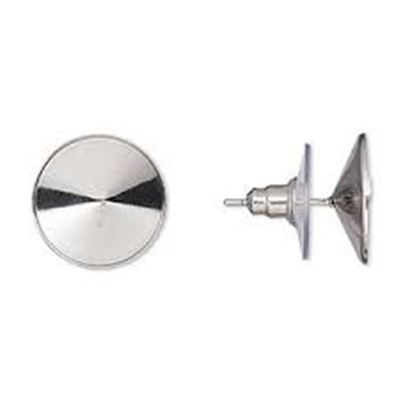 Ear Stud Setting 14mm Rivoli Silver per pair