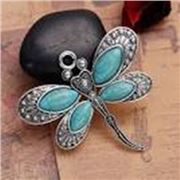 Pendant Boho Dragonfly Antique Silver/Turquoise 60 x 53mm ea