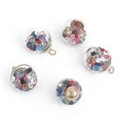 Charm Clear Glass Globe with Multicolour Crystals 21x10mm ea
