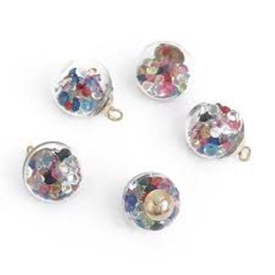 Charm Clear Glass Globe with Multicolour Crystals 21x10mm ea