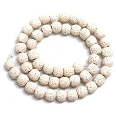 Semi Precious Strand Dyed White Lava Stone Round 8mm (approx 47 beads)ea
