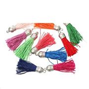 Tassel Polyester - Mixed Colours w/  Silver Caps 45mm ea.