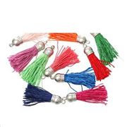 Tassel Polyester - Mixed Colours w/  Silver Caps 45mm ea.