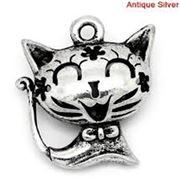 Charm Cat Antique Silver 22x16mm each