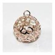 Charm Hollow Carved Ball with Rhinestones Rose Gold 20x16mm ea.