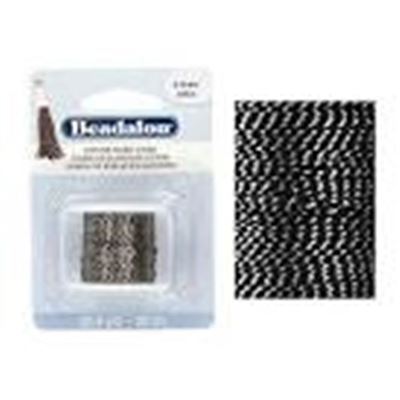 Cotton Tassel Cord Metallic Silver on Black 20m ea.