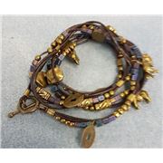 Leather Wrap Bracelet Kit; Brown/Antique Brass/Blue each