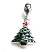 Charm Enamel Christmas Tree 33x11x5mm Antique Silver ea