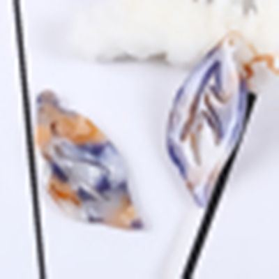 Pendant Resin Marble Leaf  Blue Violet 35x16mm ea.