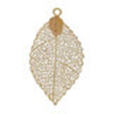 Pendant Leaf Stamping Antique Brass 39mm ea.