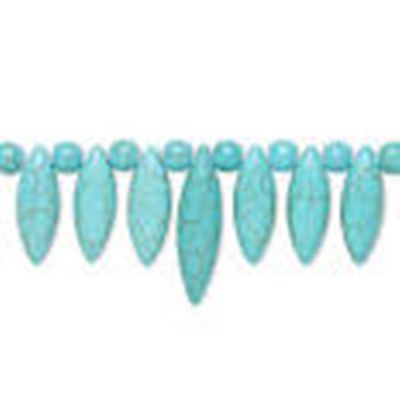 Semi Precious Strand 7.5cm Magnesite Fan Turquoise Colour each