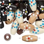 Wooden Beads Multicoloured Ovals 15x7mm ea