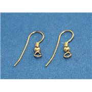 Flat Earring Hook 3mm ball Rolled Gold 14K per pr