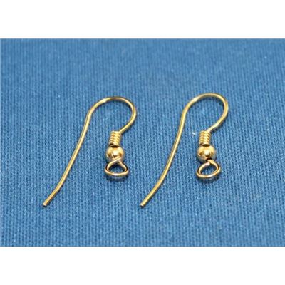 Flat Earring Hook 3mm ball Rolled Gold 14K per pr