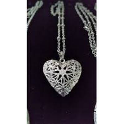 Pendant Hollow Heart Diffuser Locket Stainless Steel 31x26mm ea.