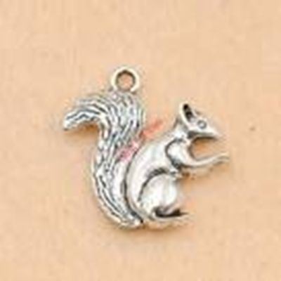 Charm Squirrel Antique Silver 21mm each