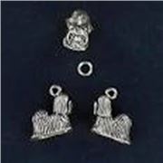 Charm Shih Tzu Dog Antique Silver 18x17mm each