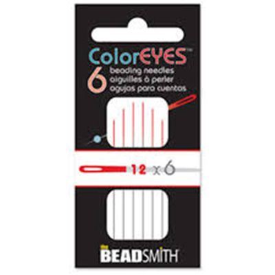 Colour Eye Beading Needles Size 10,11 and 12: 2 of each