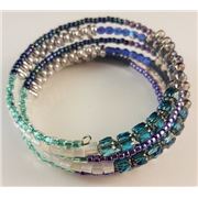 Boho Bangle; silver, green, grey, blue.  ea.