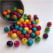 Wooden Barrel Beads Assorted Colours 11x12mm   ea