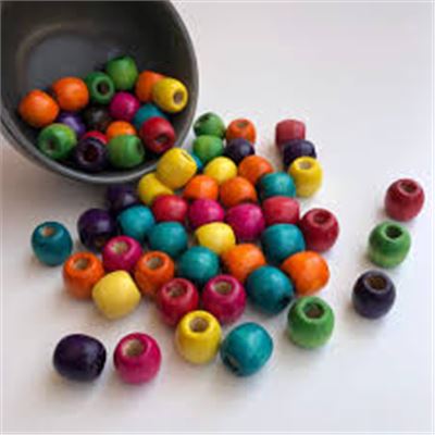 Wooden Barrel Beads Assorted Colours 11x12mm   ea