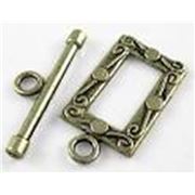 Clasp - Toggle Rectangle Antique Brass 20x22mm ea
