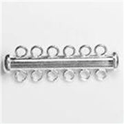 Slide Clasp 6 Strand Silver 36mm ea
