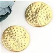 Hammered Wavy Flat Round Connector Gold 13mm Two hole each