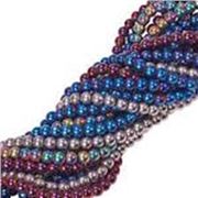 Electroplate Glass Bead Strand (approx 70) Assorted Colours Round 4mm each