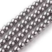Electroplate Glass Bead Strand Silver Round 6mm each