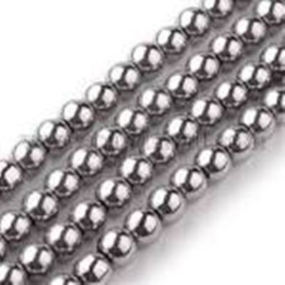 Electroplate Glass Bead Strand Silver Round 6mm each