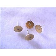 Earrings  Pad Stud (per pair) Surgical Steel /Brass 8mm ea